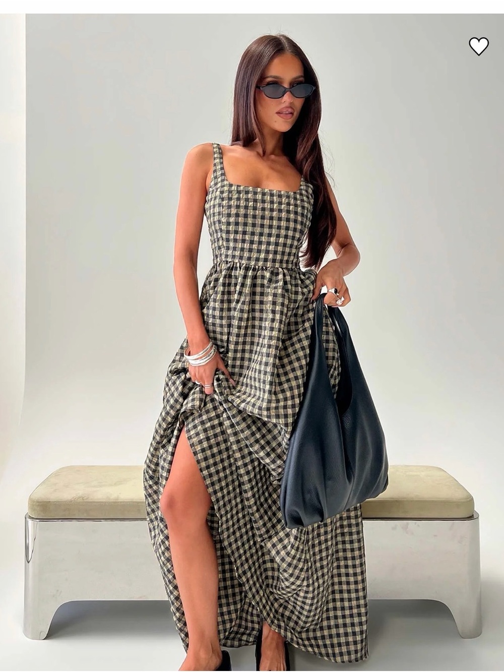Princess Polly Black and Cream Gingham Maxi Dress - Picture 3 of 7
